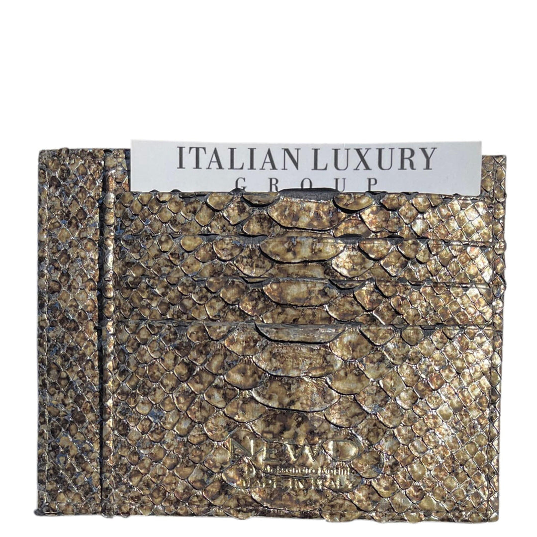Italian Luxury Group Credit Card Holder Python Credit Card Holder Antique Gold Finished Brand