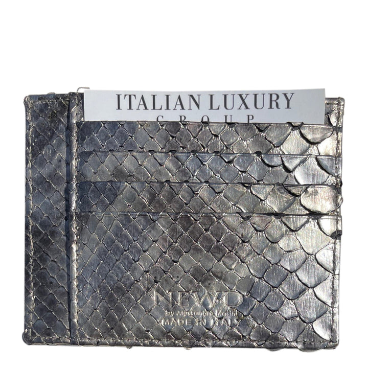 Italian Luxury Group Credit Card Holder Python Credit Card Holder Antique Silver Finished Brand