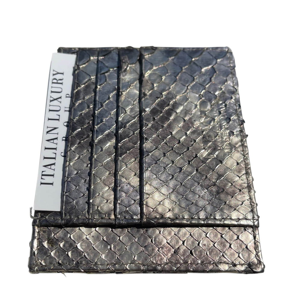 Italian Luxury Group Credit Card Holder Python Credit Card Holder Antique Silver Finished Brand