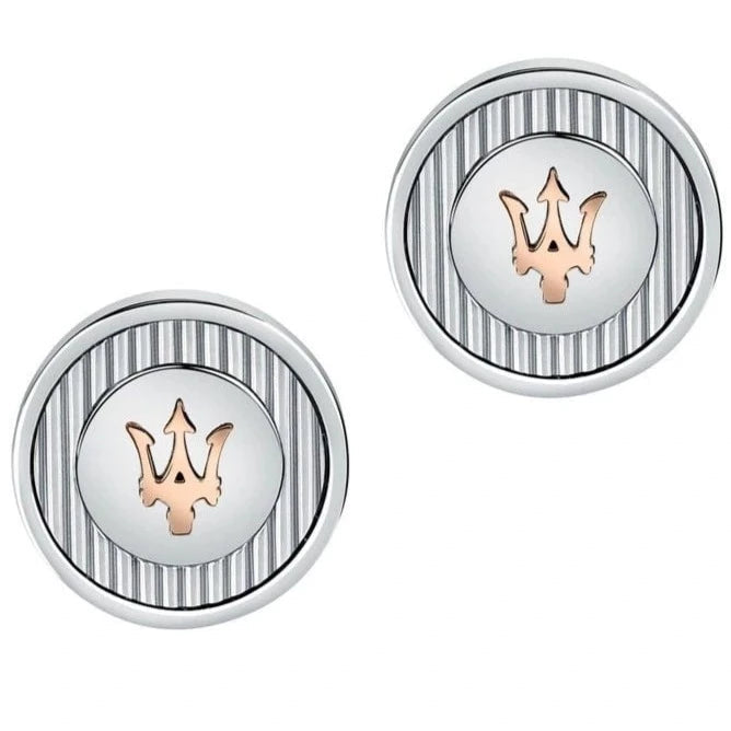 Maserati Cufflinks Maserati Leggenda Cufflinks Silver &amp; Rose Gold Trident Brand