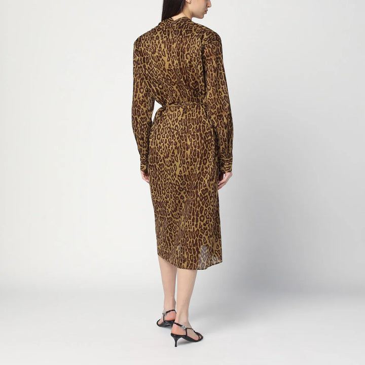 6397 - Leopard-print shirt dress in cotton voile Brand Dresses
