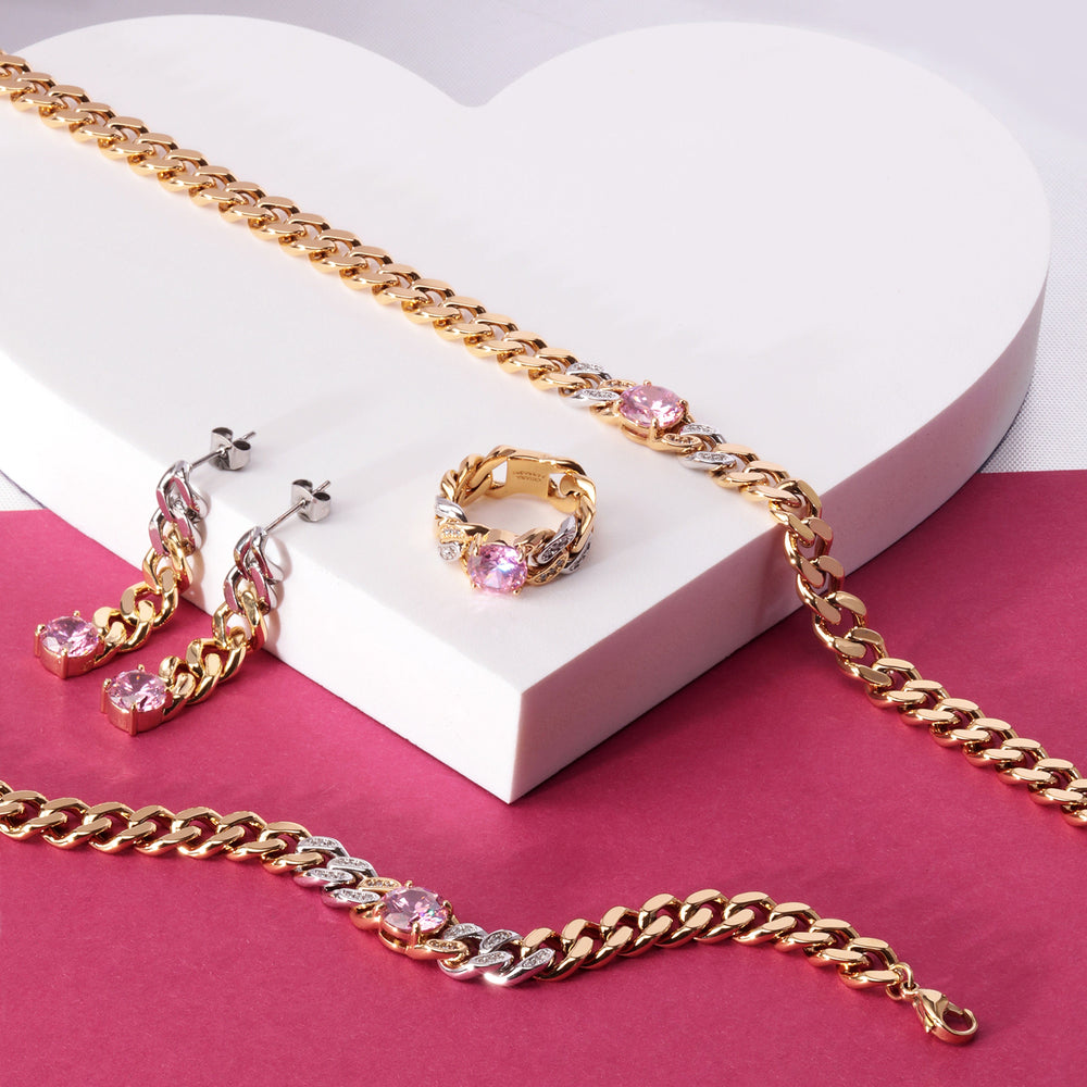 Chiara Ferragni earring Chiara Ferragni Chain Collection Pink Stone Gold Earrings Brand