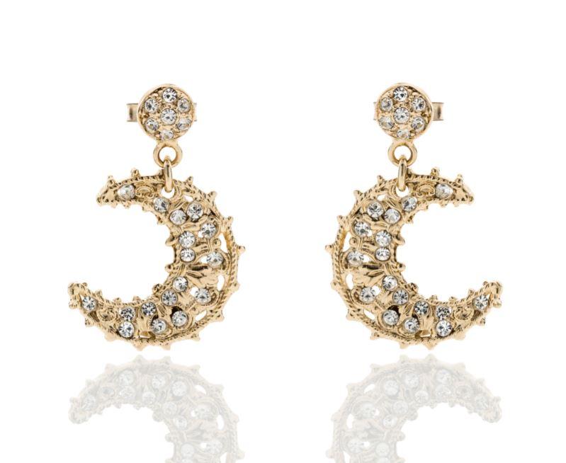 Giora Earrings Giora Earrings Moon Shape in Bronze With Swarovski Crystals. Brand