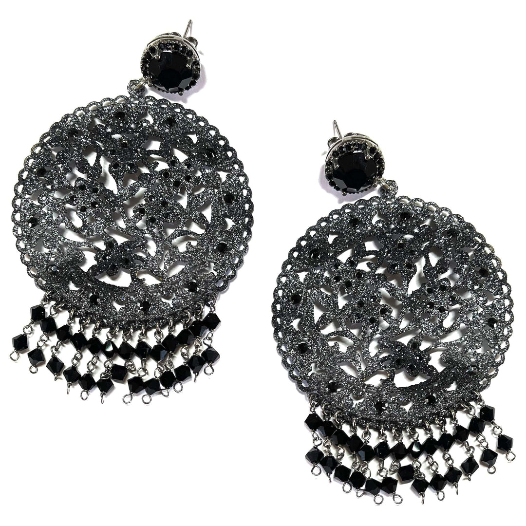 Giora Earrings Giora' Earrings with Black Glitter and Swarovski Crystal Brand