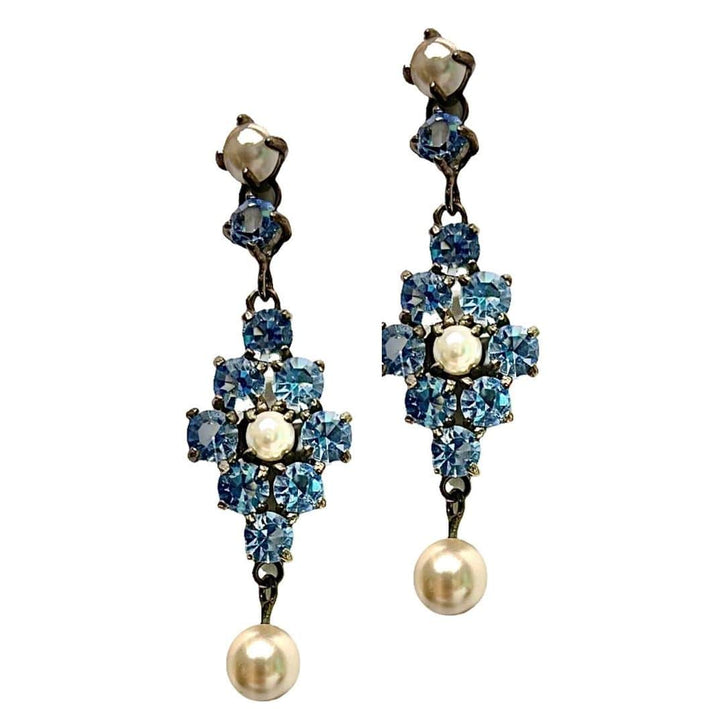 Giora Earrings Giora Pendant Earrings With Pearl &amp; Swarovski Crystal Turquoise Brand