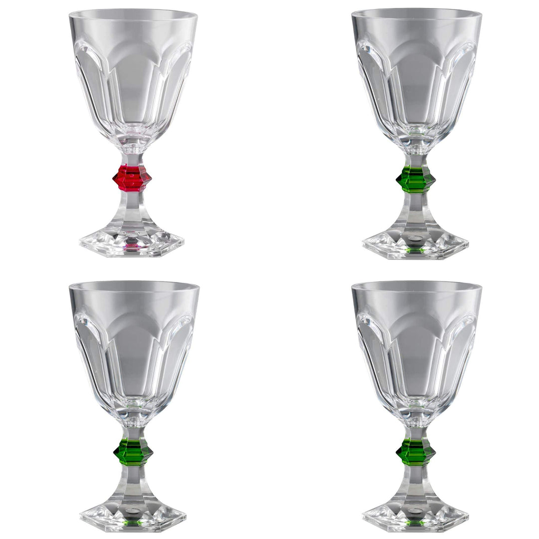Mario Luca Giusti Goblet Mario Luca Giusti Rolling Stones Wine Glass Set of  4 - 3 Green 1 Red Brand