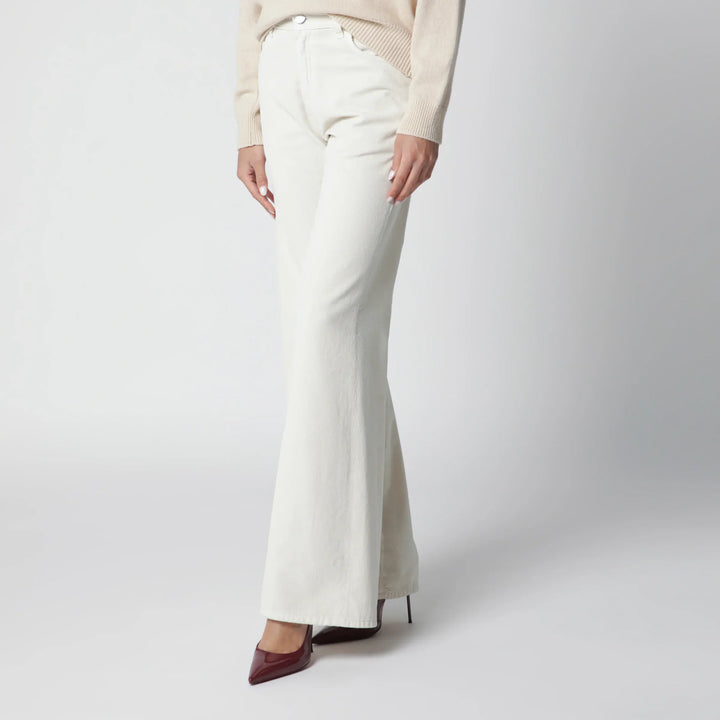 HAIKURE - Velvet cotton trousers in snow Brand
