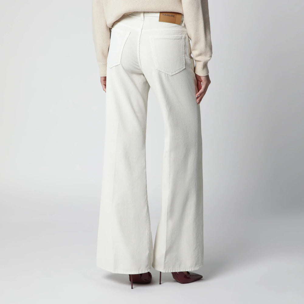 HAIKURE - Velvet cotton trousers in snow Brand