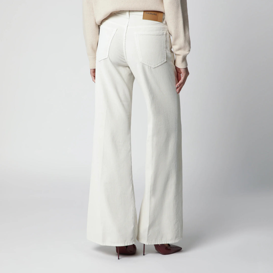 HAIKURE - Velvet cotton trousers in snow Brand