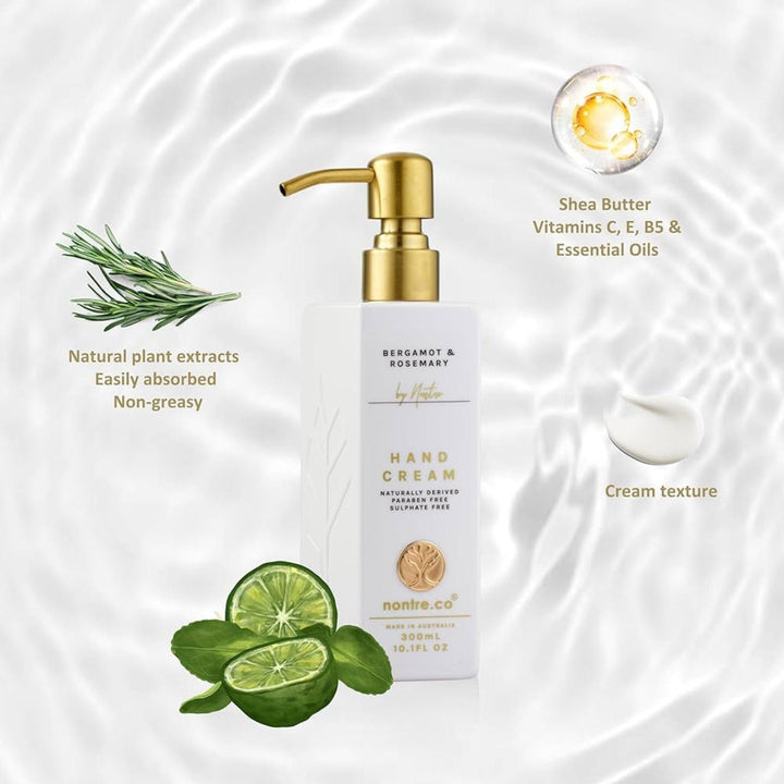 NONTRE.CO Hand Cream Nontre.co Natural Hand Cream 300ml Bergamot &amp; Rosemary Brand