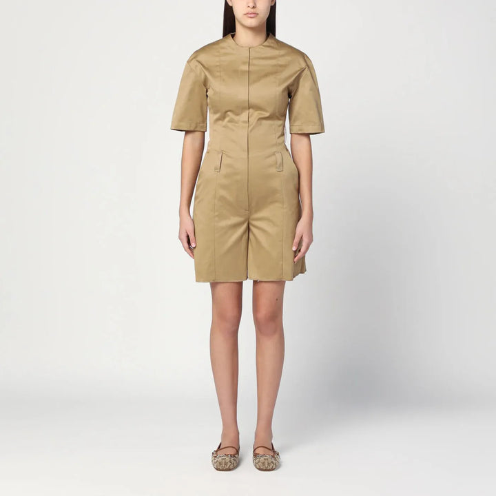 TheLatest - Camel-coloured short jumpsuit in cotton Brand Jumpsuits &amp; Rompers 40  IT