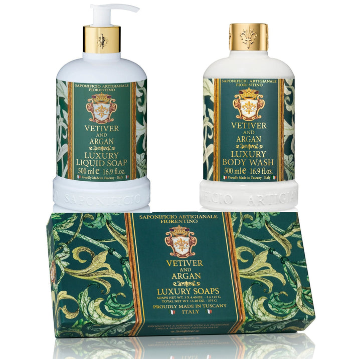 Saponificio Artigianale Fiorentino Liquid Hand Soap Saponificio Artigianale Fiorentino Vetiver &amp; Argan Bundle Set Brand