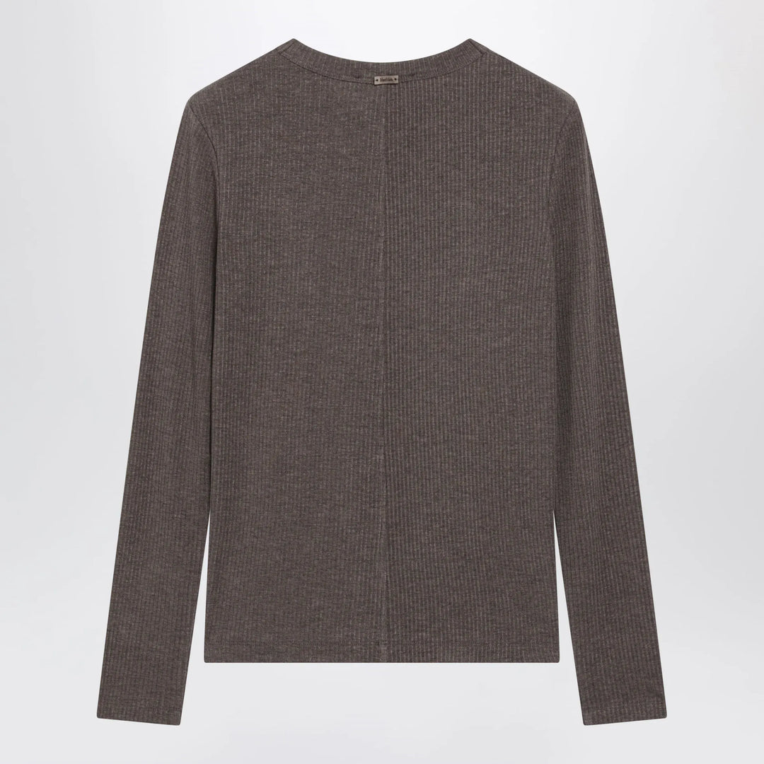 Max Mara - Long-Sleeve T-Shirt in Dark Khaki Jersey Brand