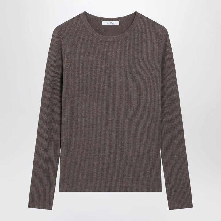 Max Mara - Long-Sleeve T-Shirt in Dark Khaki Jersey Brand S