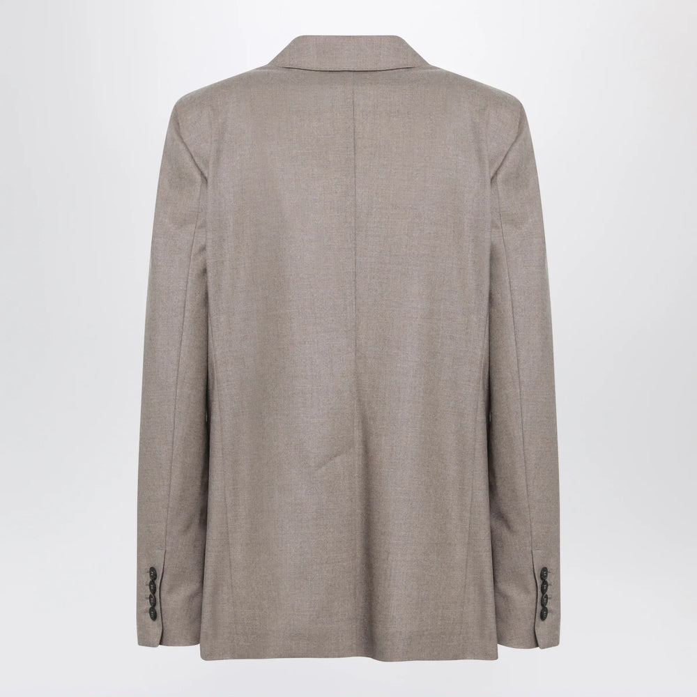 Max Mara - Single-Breasted Jacket in Dark Khaki Cashmere Foulé Brand