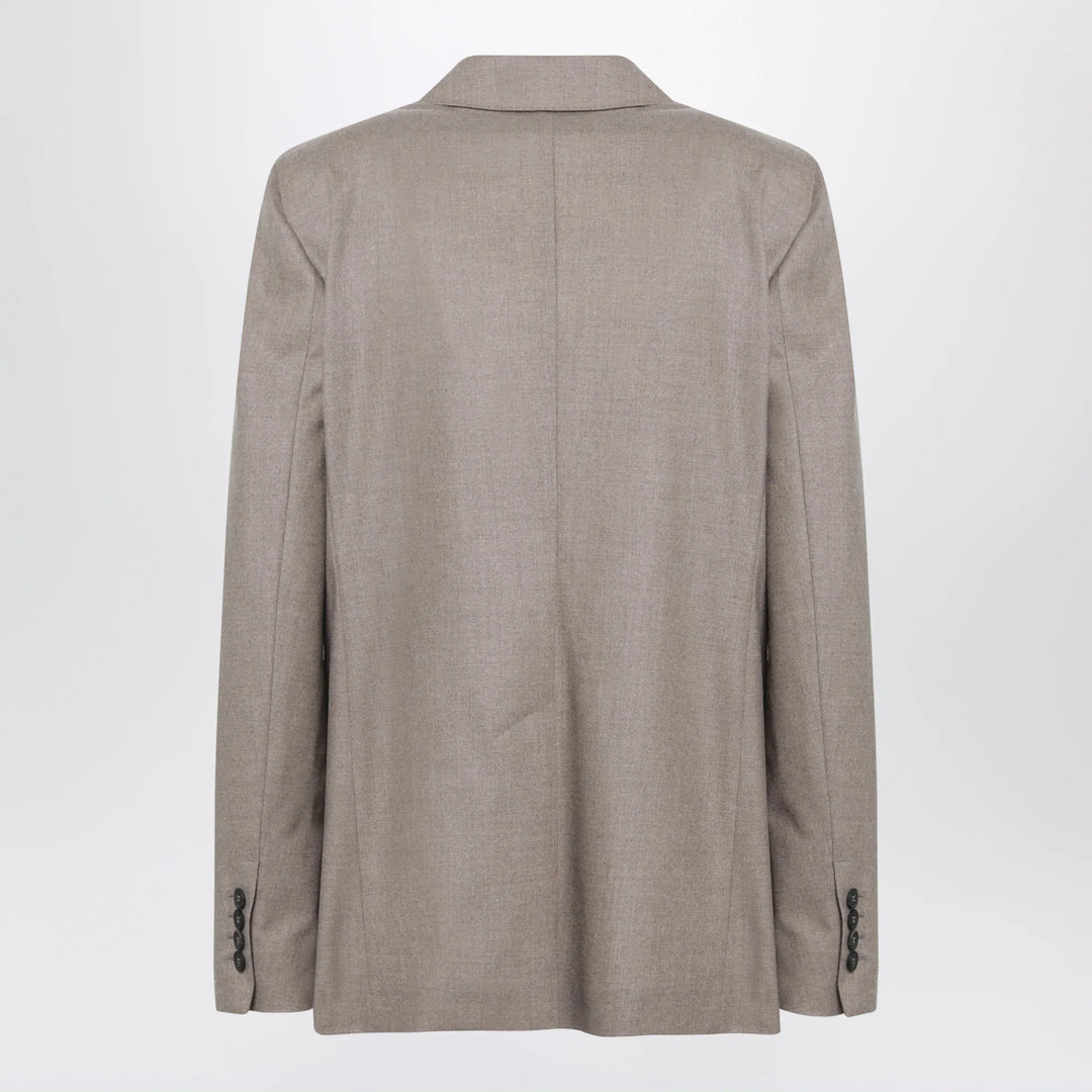 Max Mara - Single-Breasted Jacket in Dark Khaki Cashmere Foulé Brand