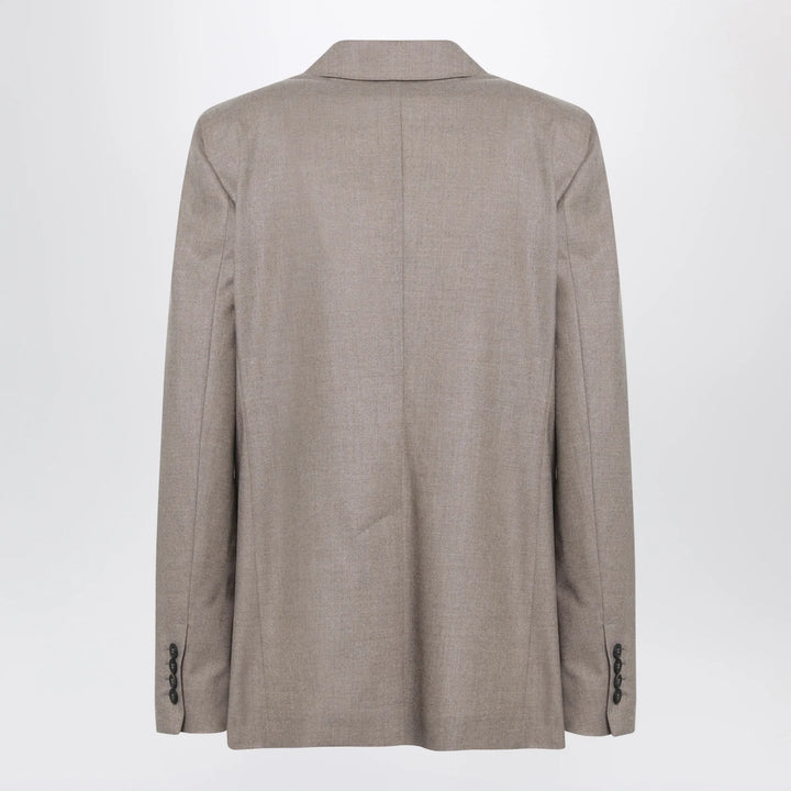 Max Mara - Single-Breasted Jacket in Dark Khaki Cashmere Foulé Brand