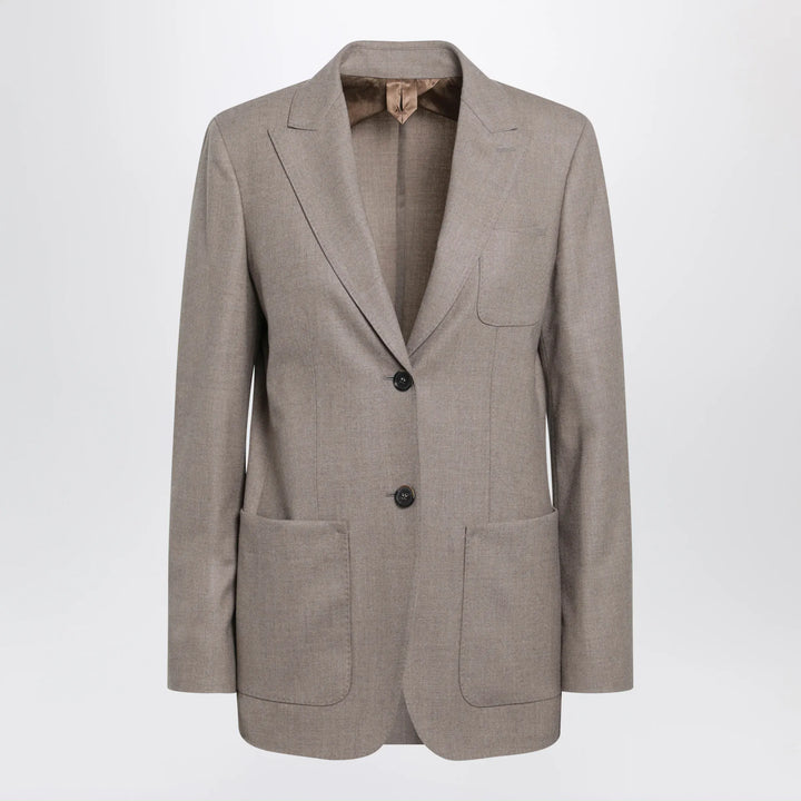 Max Mara - Single-Breasted Jacket in Dark Khaki Cashmere Foulé Brand 40  IT