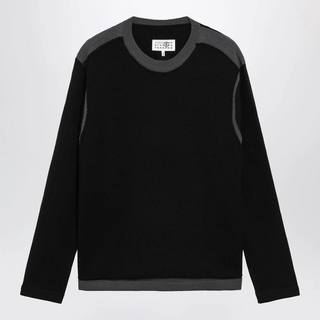 MM6 Maison Margiela - Asymmetrical crewneck sweater in black and grey Brand S