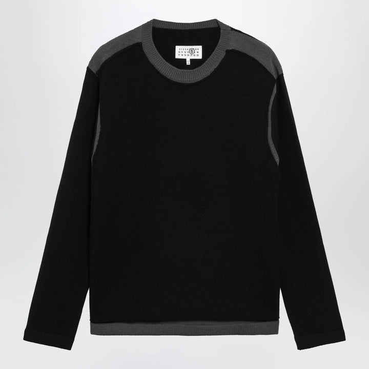 MM6 Maison Margiela - Asymmetrical crewneck sweater in black and grey Brand S