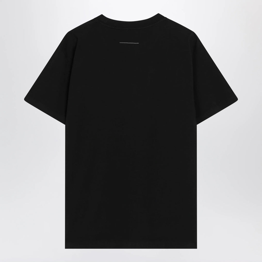 MM6 Maison Margiela - Black cotton jersey T-shirt with logo patch Brand