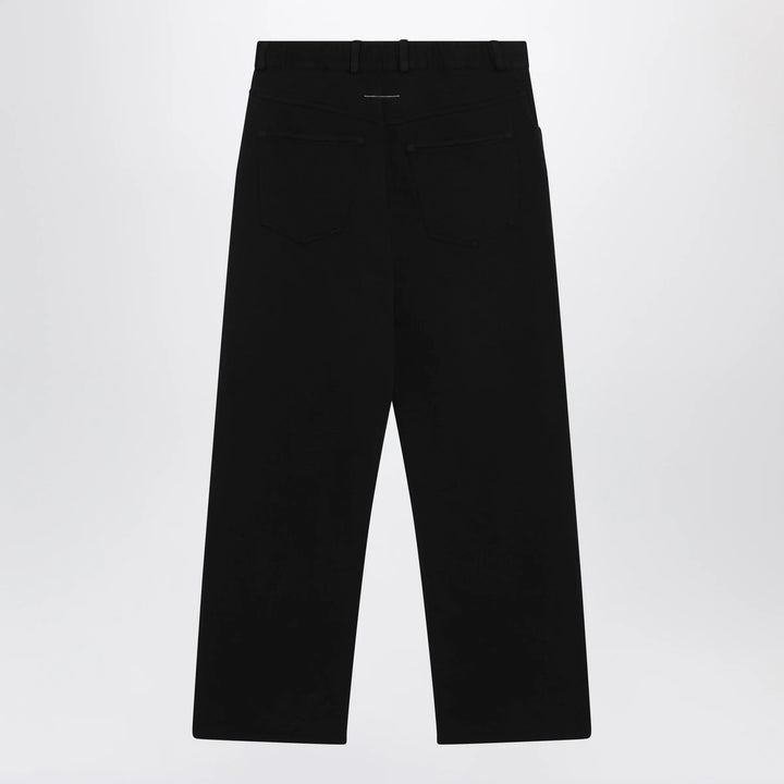 MM6 Maison Margiela - Wide-leg cotton trousers with embroidered logo, black Brand