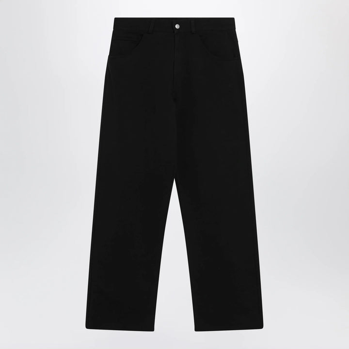 MM6 Maison Margiela - Wide-leg cotton trousers with embroidered logo, black Brand S
