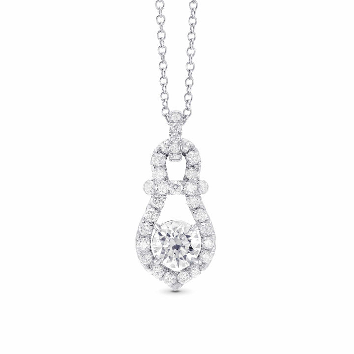 Round Brilliant White Diamond Drop Pendant Brand Necklace