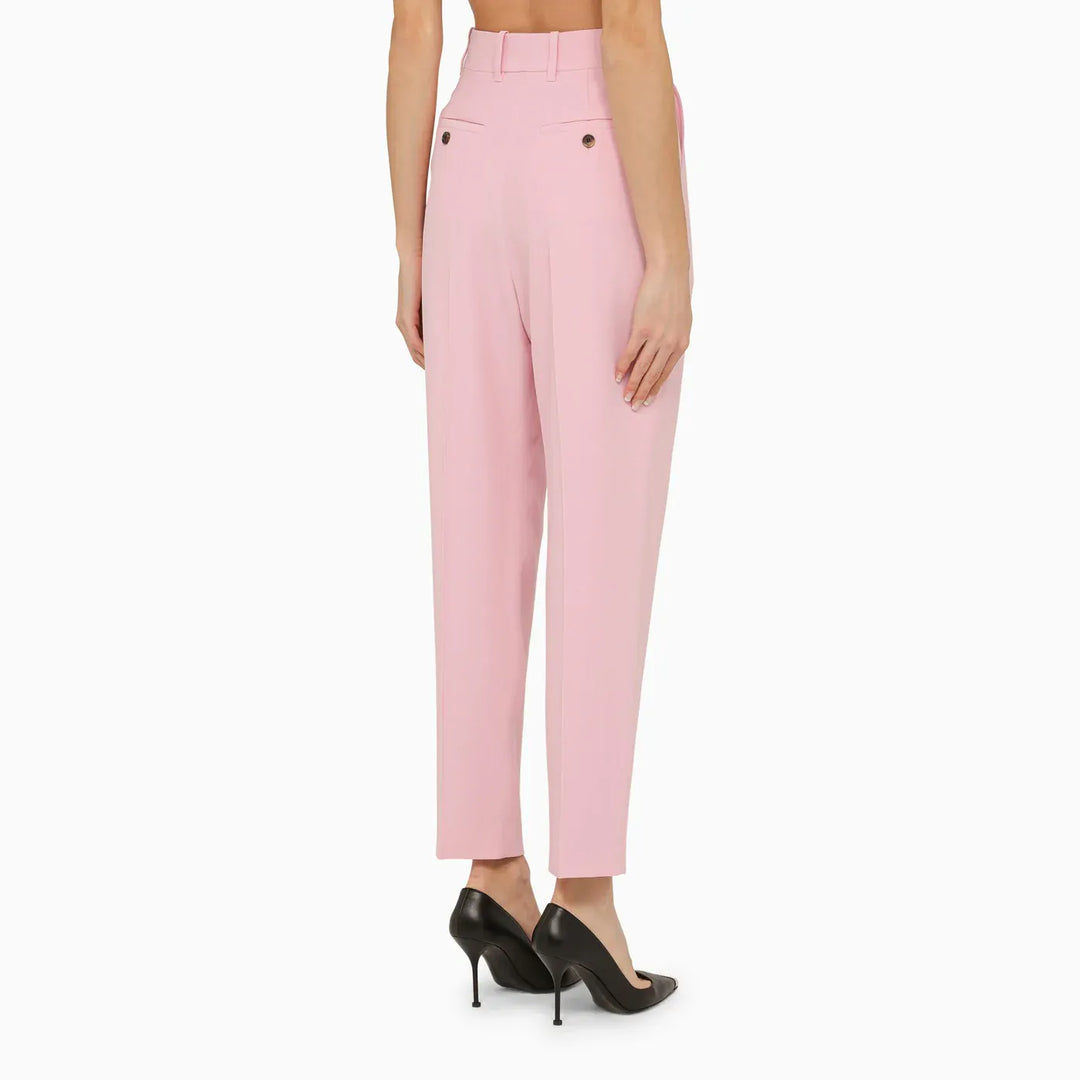 Alexander McQueen - Pink regular trousers with pleats Brand Pants 40  IT