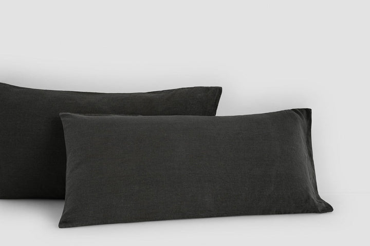 Bemboka pillow cases Charcoal / Tailored 48x73+4cm Bemboka Belgian Linen Pair Pillow Cases Bemboka: Luxury Belgian Linen Pillow Cases Brand