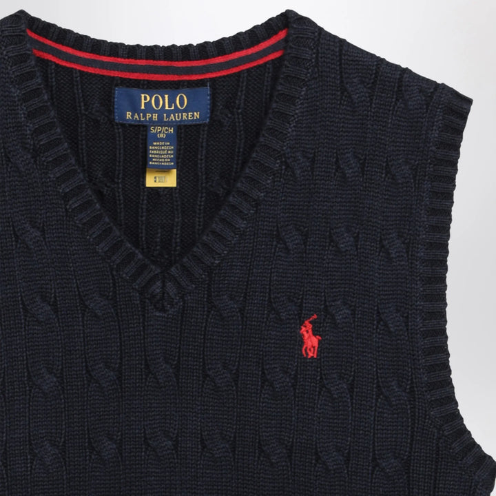 Polo Ralph Lauren - Cable-knit V-neck cotton sweater vest in navy Brand