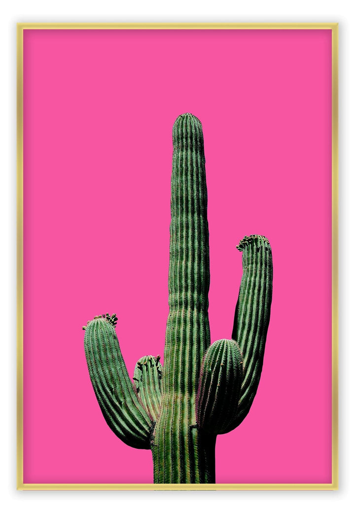 Canvas Print Small		50x70cm / Gold Fluro Cactus Fluro Cactus Framed Print Brand