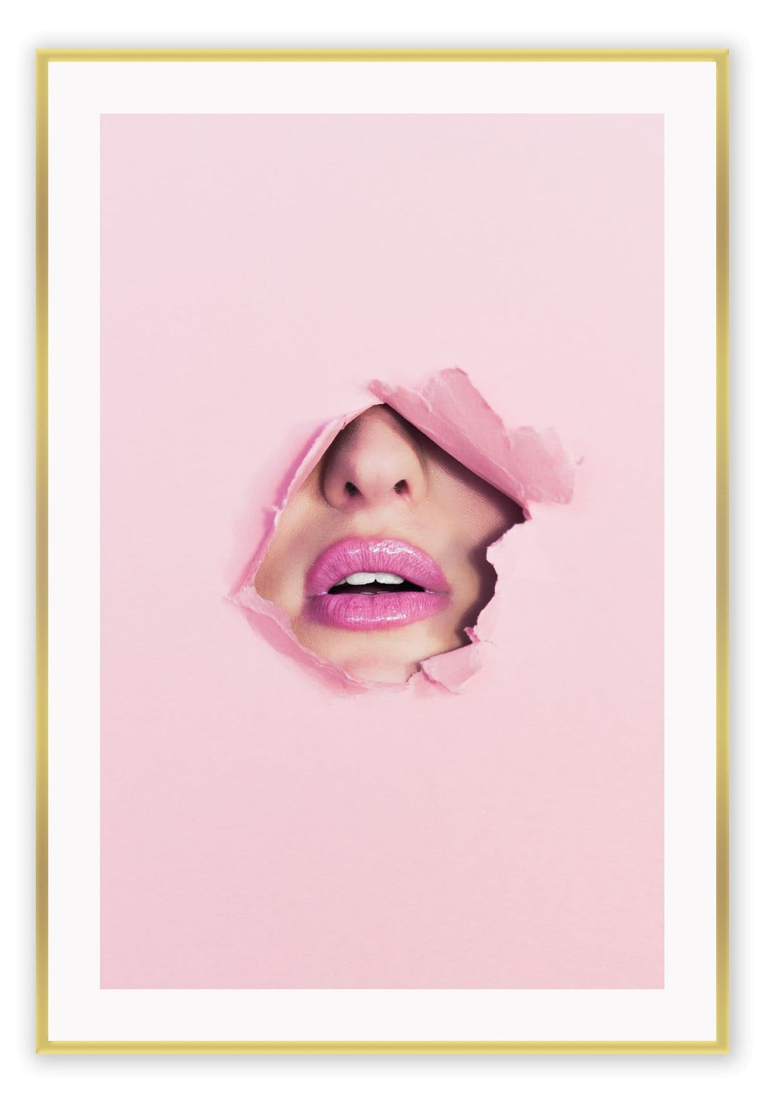 Canvas Print Small		50x70cm / Gold Pink face Pink Face Wall Art : Ready to hang framed artwork. Brand