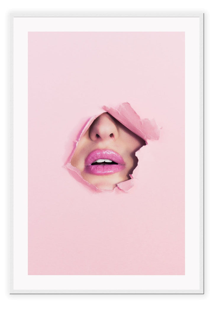 Canvas Print Small		50x70cm / White Pink face Pink Face Wall Art : Ready to hang framed artwork. Brand