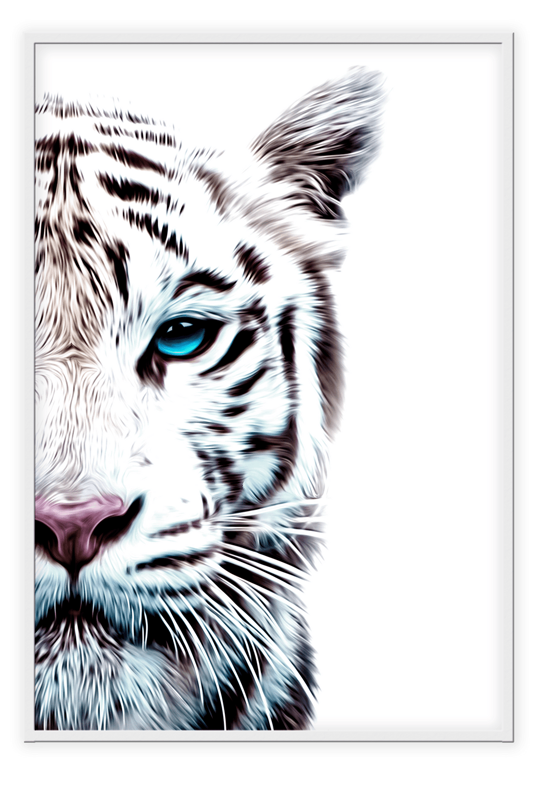 Canvas Print 50x70cm / White Tiger Tiger Wall Art : Ready to hang framed artwork. Brand