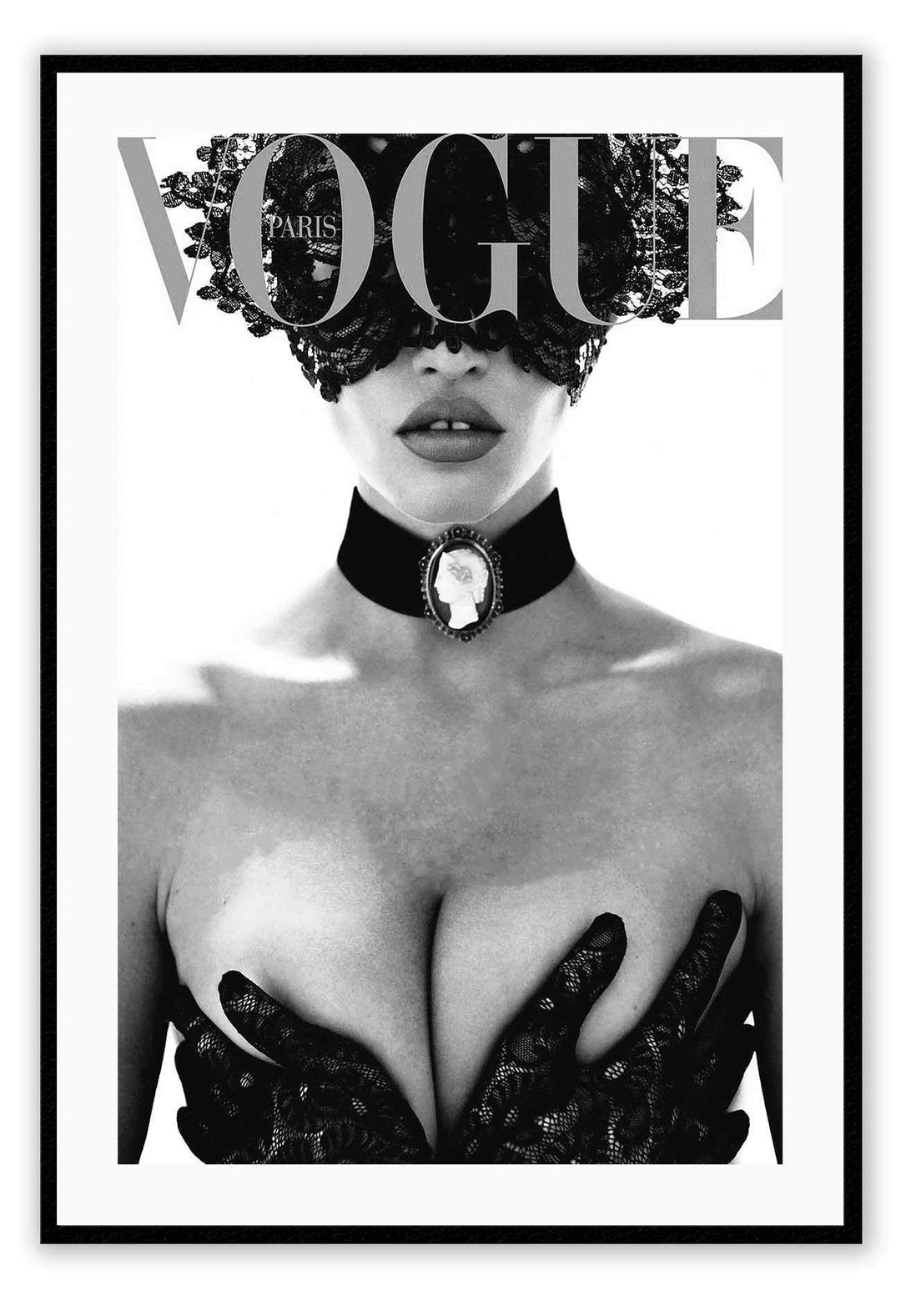 Canvas Print Small		50x70cm / Black Vogue Lace Vogue Lace FLara Stone in the cover of the 90th Anniversary of Vogue - Framed Print - Vogue Lace - Canvas Home Interiors ramed Brand