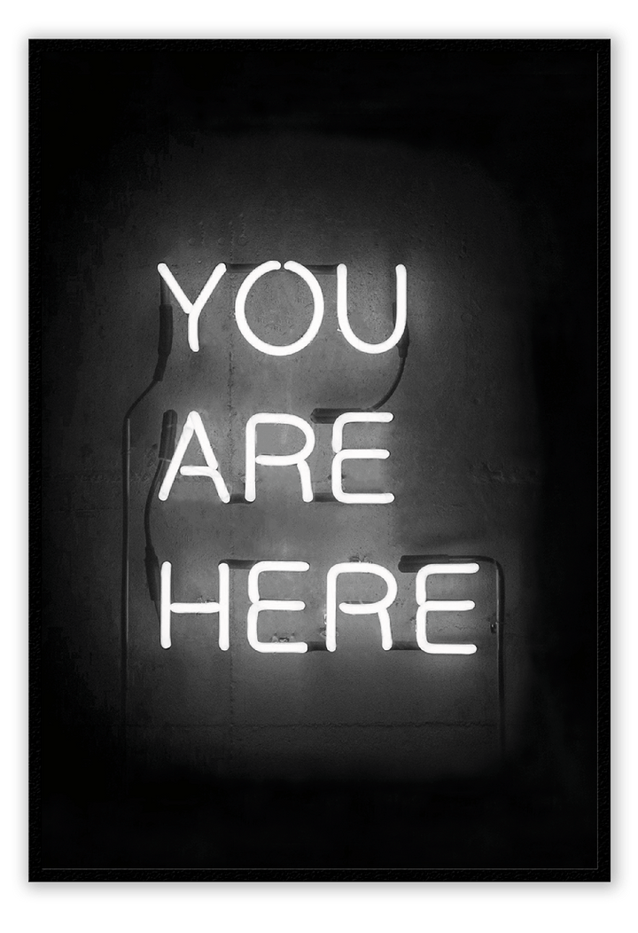 Canvas Print 50x70cm / Black You Are Here Neon You are Here Neon Wall Art : Ready to hang framed artwork. Brand