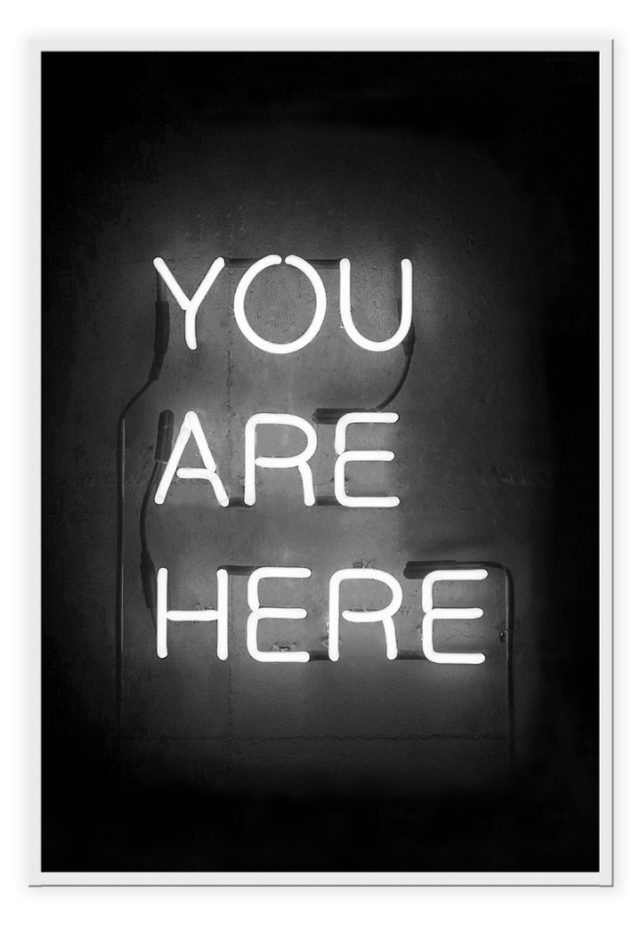Canvas Print 50x70cm / White You Are Here Neon You are Here Neon Wall Art : Ready to hang framed artwork. Brand