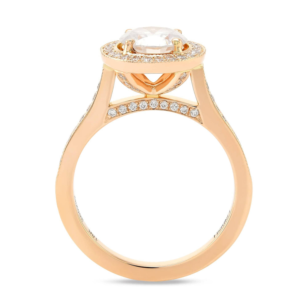 LEIBISH 1.18ct Fancy White Round Diamond Halo Engagement Ring Brand Ring