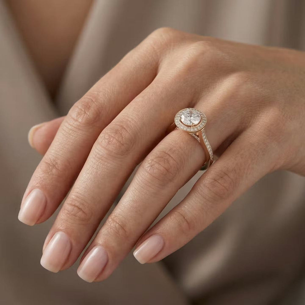 LEIBISH 1.18ct Fancy White Round Diamond Halo Engagement Ring Brand Ring