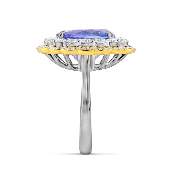 LEIBISH 5.78ct Tanzanite Floral Halo Ring Brand Ring