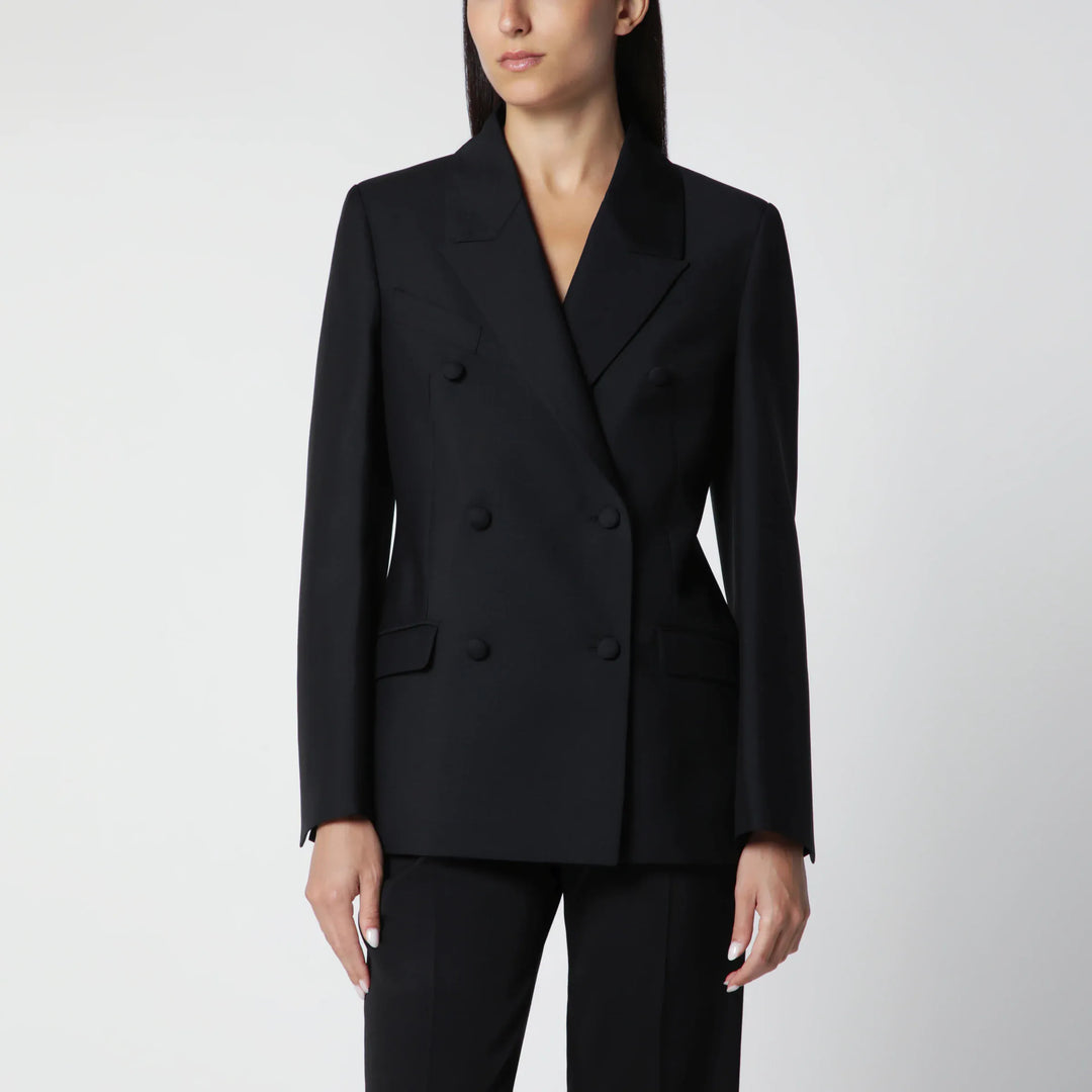 Róhe - Black Double-Breasted Wool-Blend Jacket Brand 34  FR