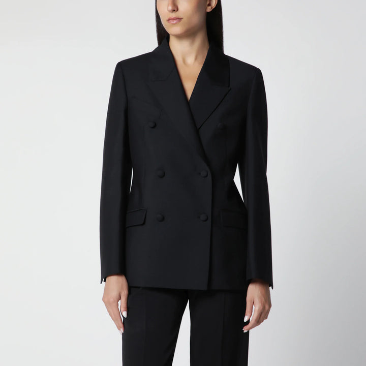 Róhe - Black Double-Breasted Wool-Blend Jacket Brand 34  FR