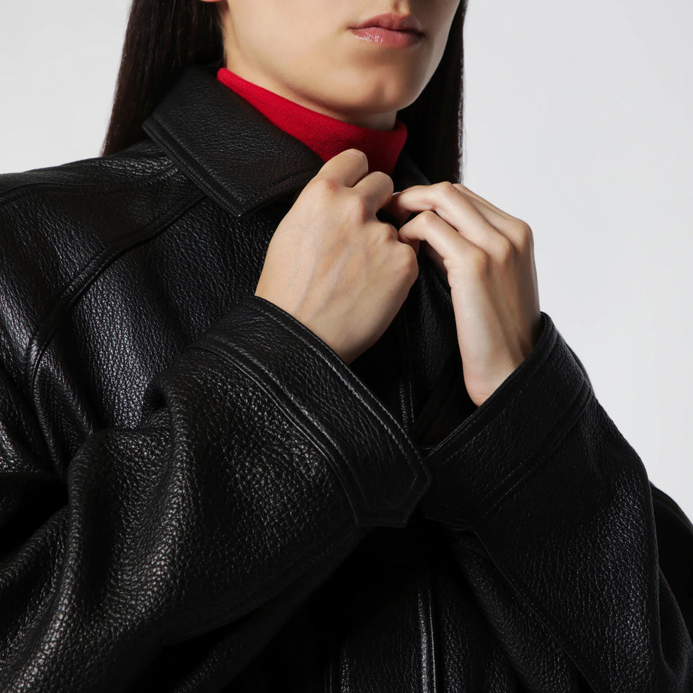 Róhe - Black Grained Leather Jacket Brand
