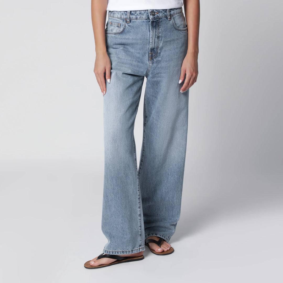 Róhe - Blue Washed-Effect Bruun Wide-Leg Jeans Brand 34  FR