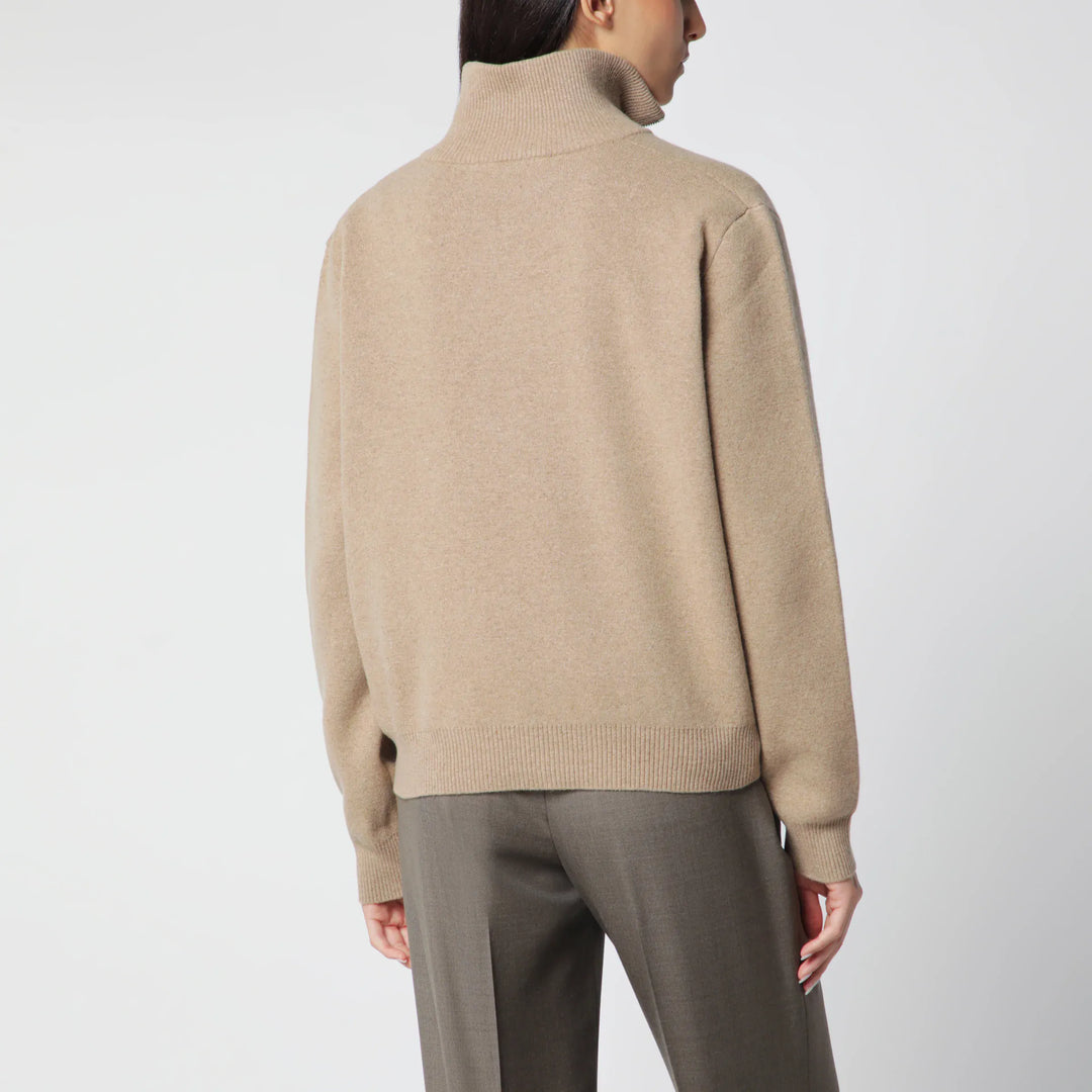 Róhe - Camel Mouline Knit Zip Polo Shirt Brand