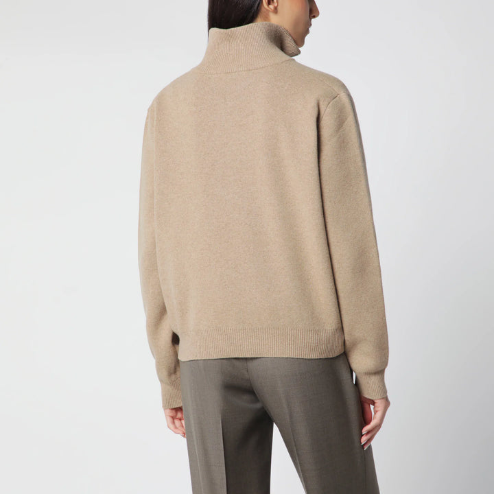 Róhe - Camel Mouline Knit Zip Polo Shirt Brand