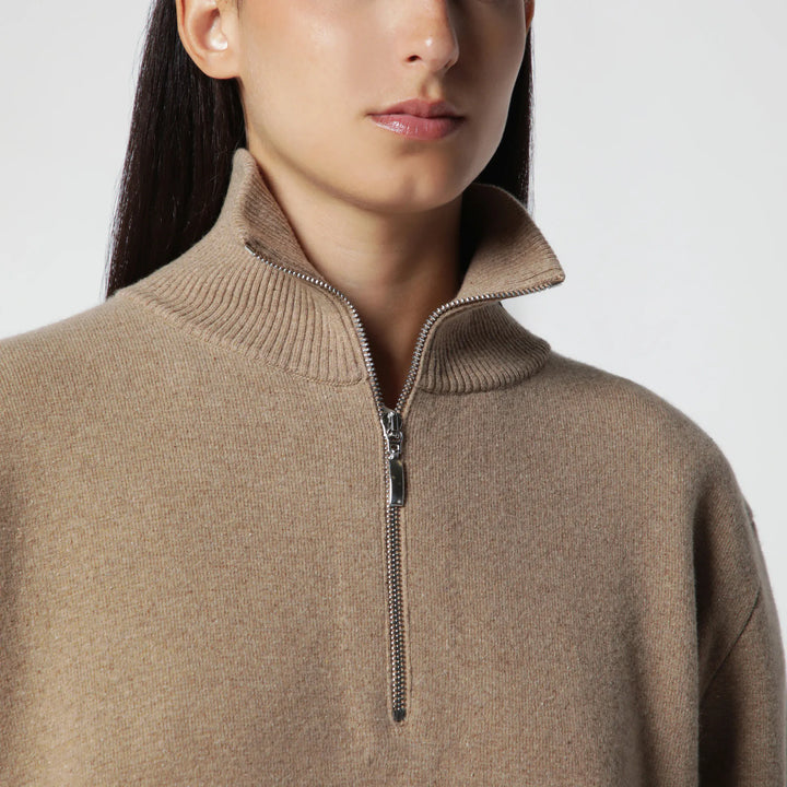 Róhe - Camel Mouline Knit Zip Polo Shirt Brand