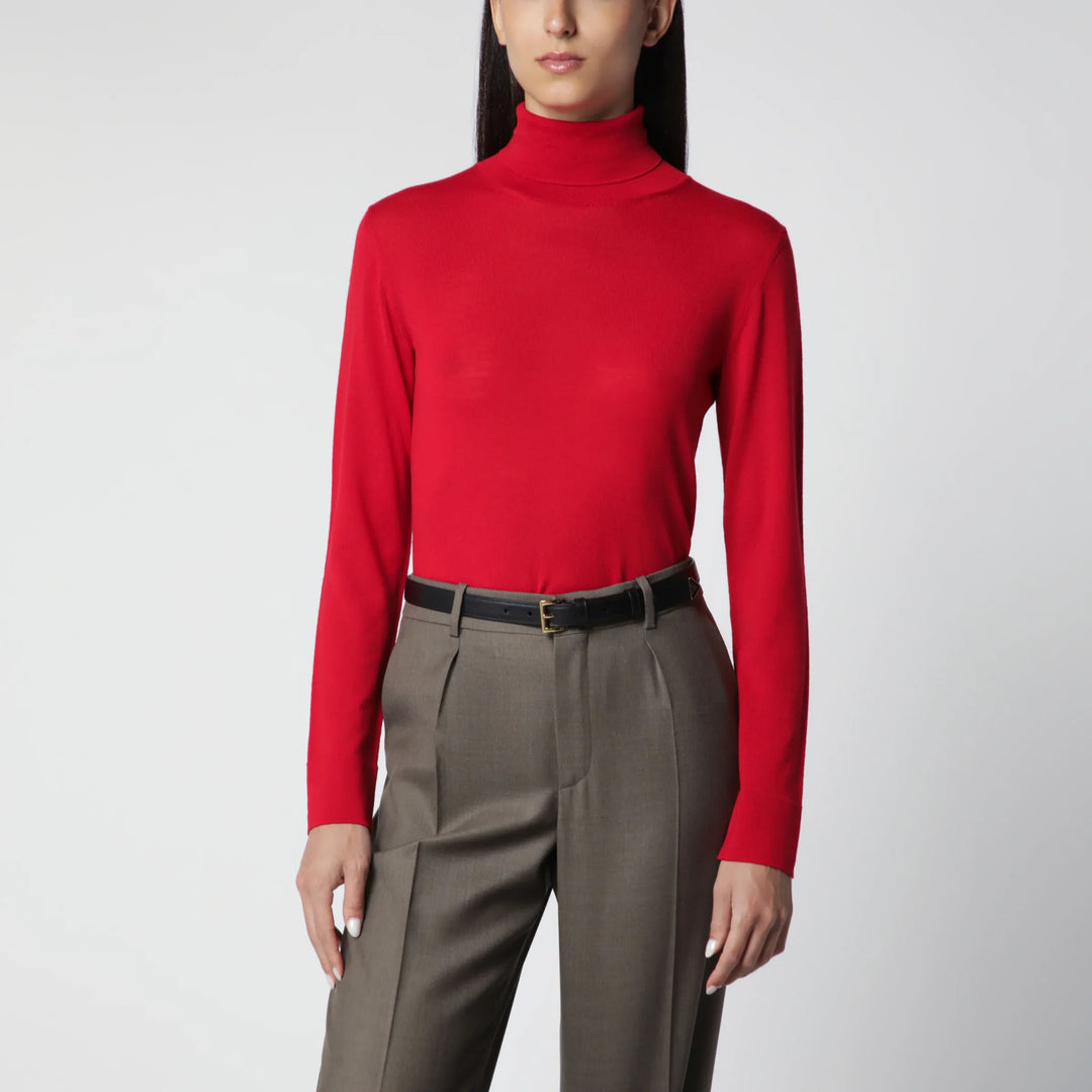 Róhe - Red Fine-Knit Wool and Cashmere Turtleneck Brand 34  FR