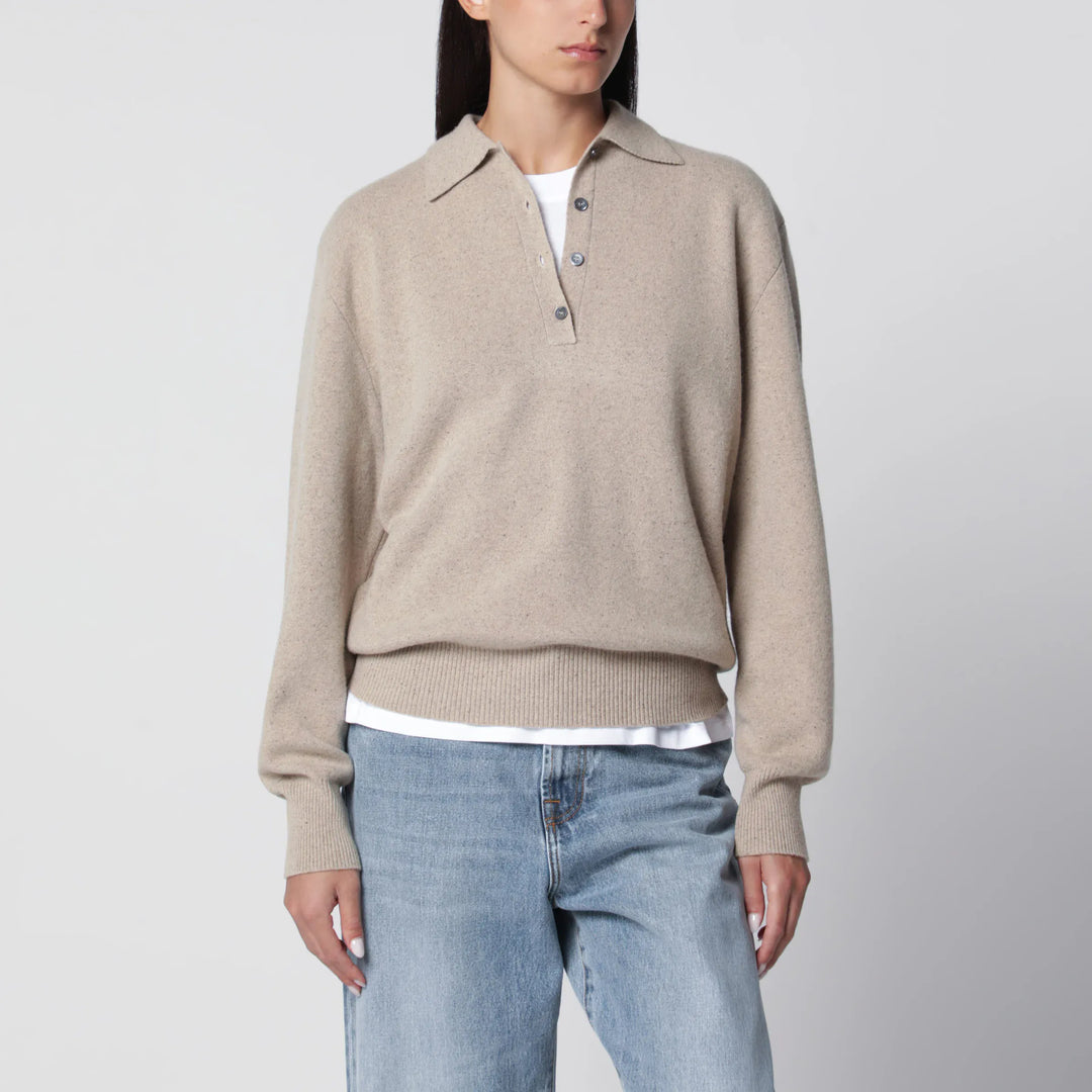 Róhe - Stone Mélange Wool and Cashmere Polo Shirt Brand 34  FR